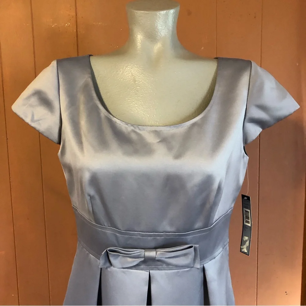 NWT Tahari Pewter Grey Paula Satin Dress 8 - Picture 12 of 15